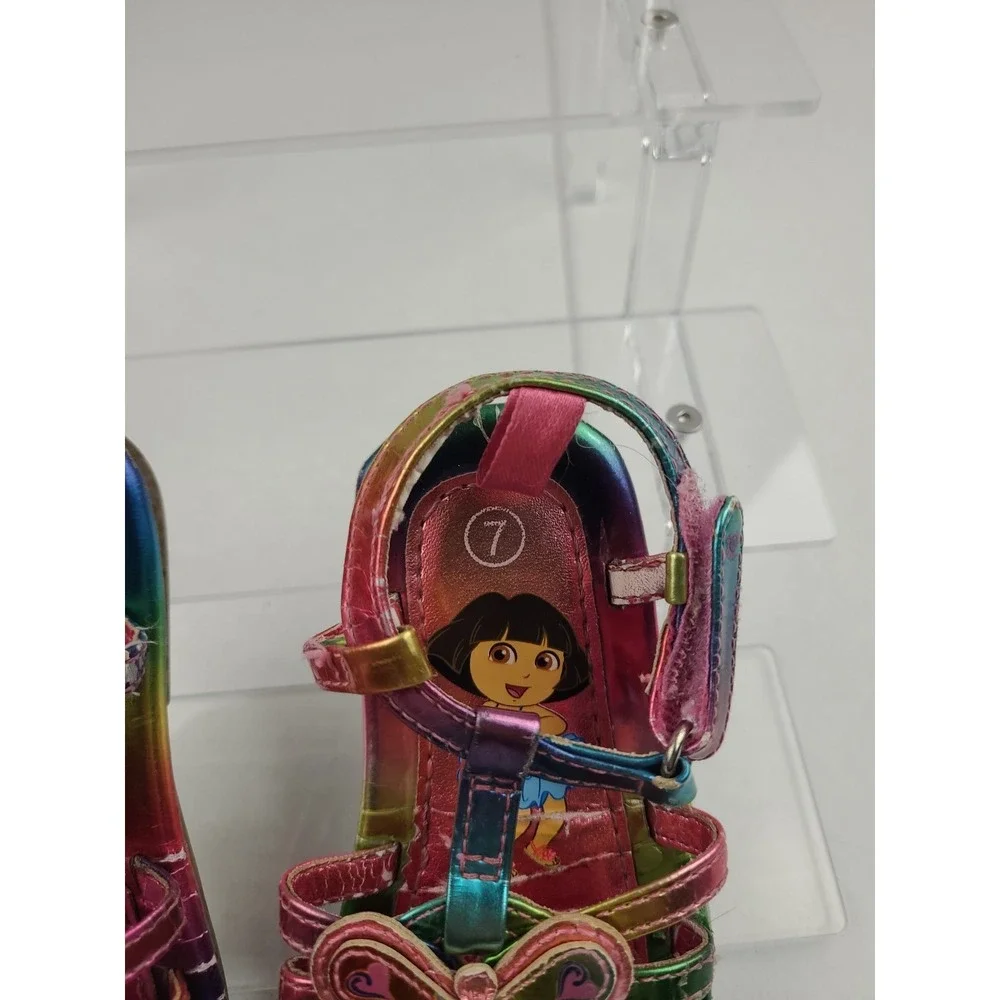 Vintage Dora The Explorer Toddler Girl Shoes Sandal Size‎ 7 Y2K Rainbow Strap - Picture 4 of 16